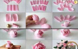 Dạy làm hoa hồng bằng giấy nhún đơn giản