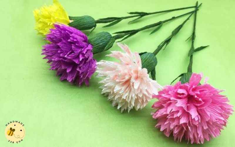 Gấp hoa bằng giấy nhún - Hoa cẩm chướng