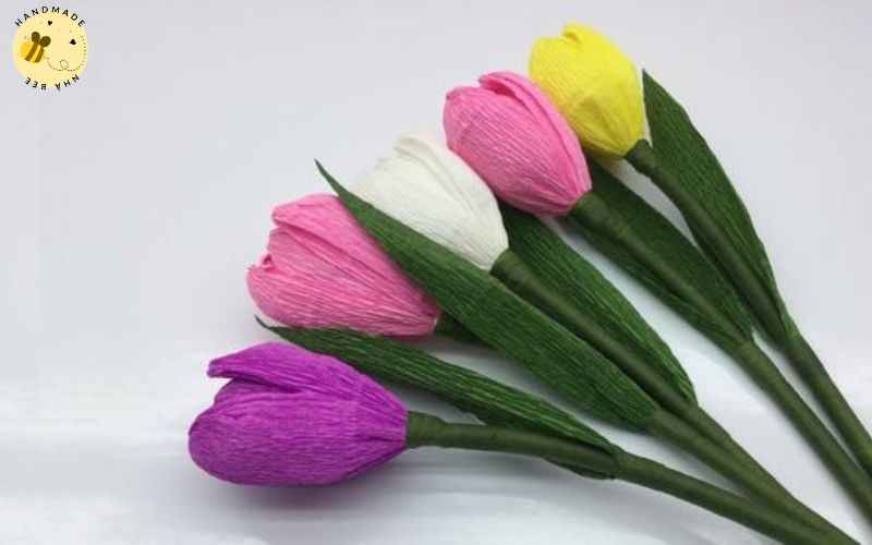 Gấp hoa bằng giấy nhún - Hoa tulip